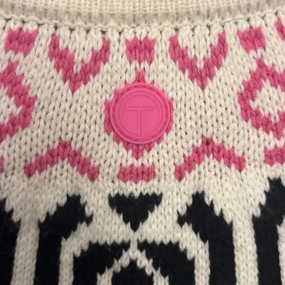 T by Talbots 1/4 Zip Sweater Fair Isle Women’s Small Pink Multicolor Wool Blend - Picture 6 of 7